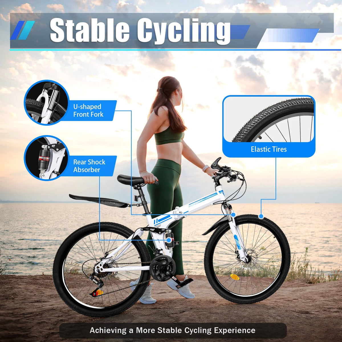 26 Mountain Bike 21-Speed Folding Dual Disc Brake Bicycle C12787