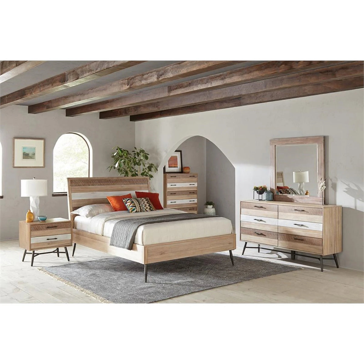 4-piece Brown Wood Eastern King Bedroom Set R906248