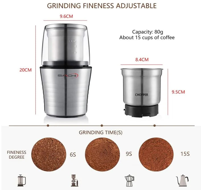 2-in-1 Electric Coffee Grinder and Wet Dry Spice Grinder Q1600