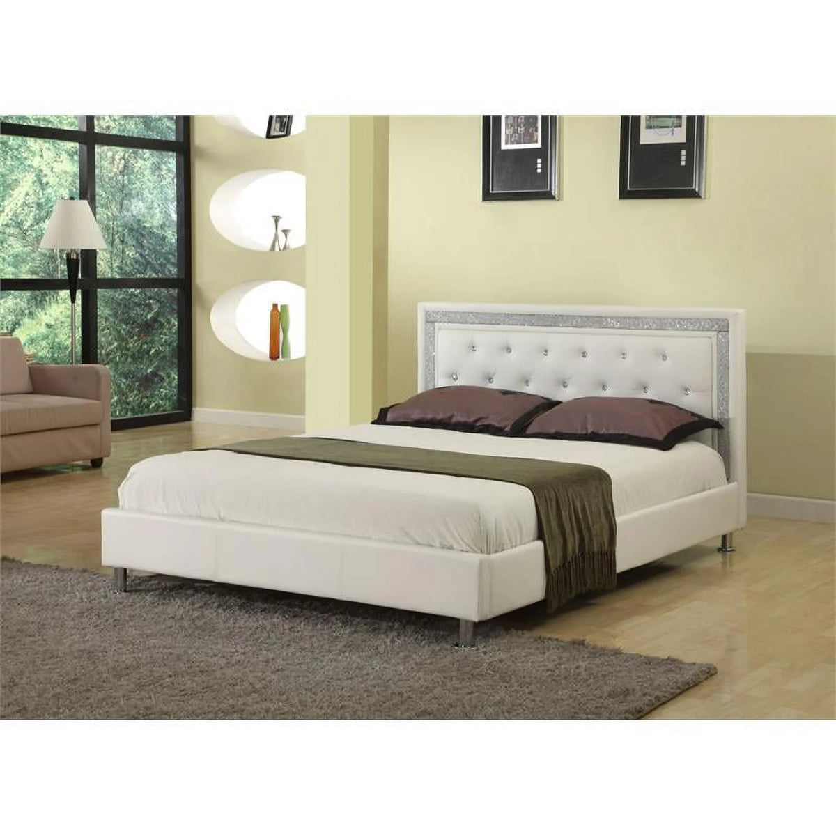 White Faux Leather Queen Bed N46028