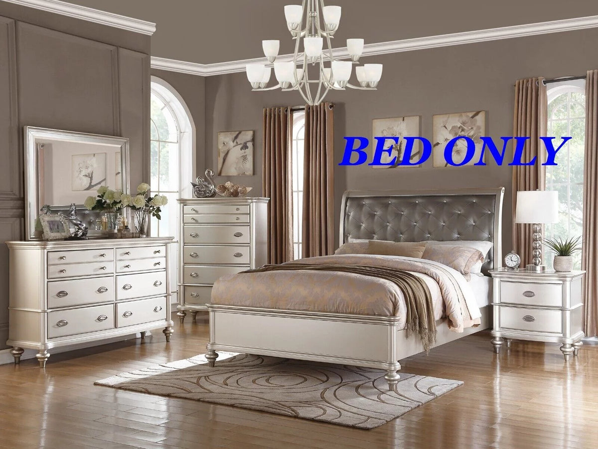 King Size Faux Leather Tufted Headboard Bed L68478