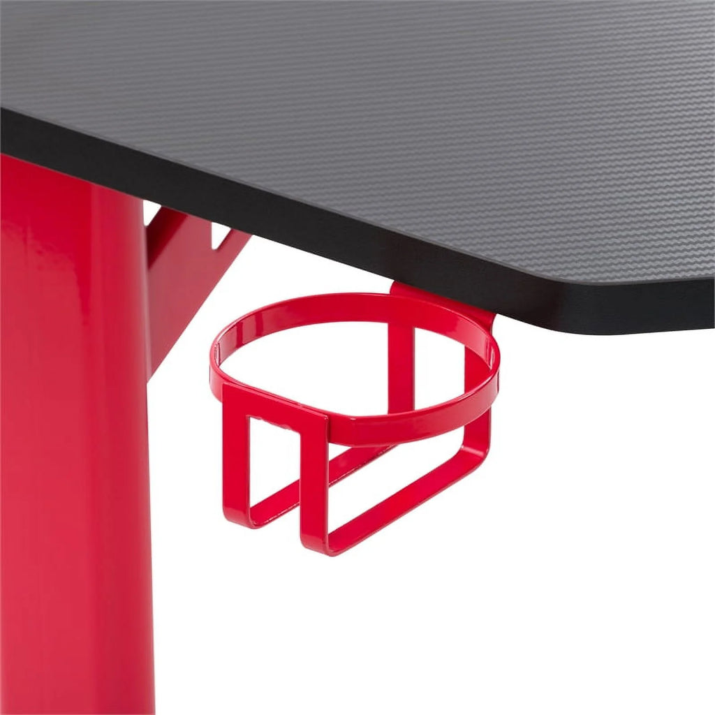 Black Engineered Wood Gaming Desk with LED Lights G860