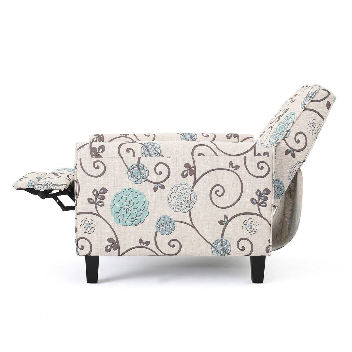 White and Blue Fabric Recliner X6653