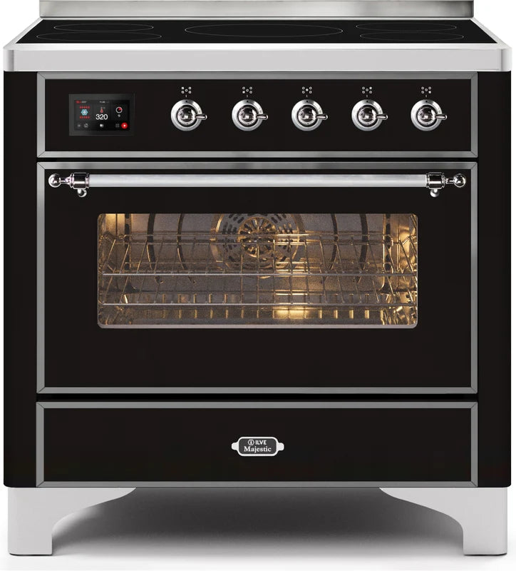 36 Induction Range with Electric Oven in Glossy Black L676