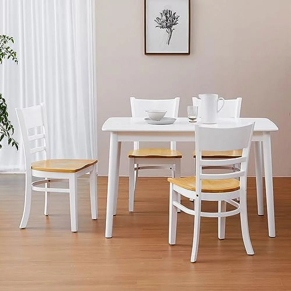 Wooden Dining Chairs Set of 2 Ladder Back Armless Walnut X7269