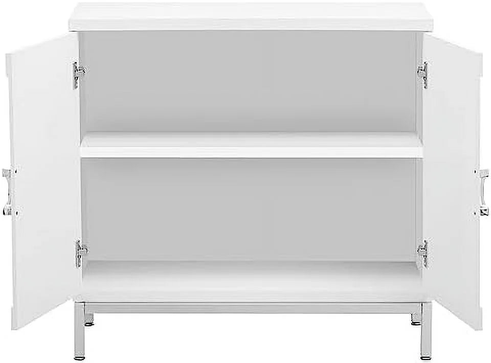 White Accent Cabinet with Metal Leg Frame T539